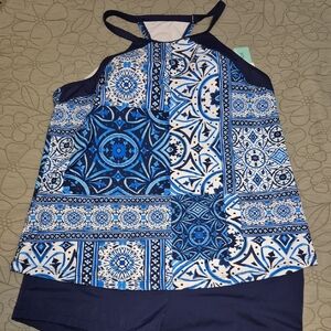 Navy Blue Patterned Women's Bikini Set